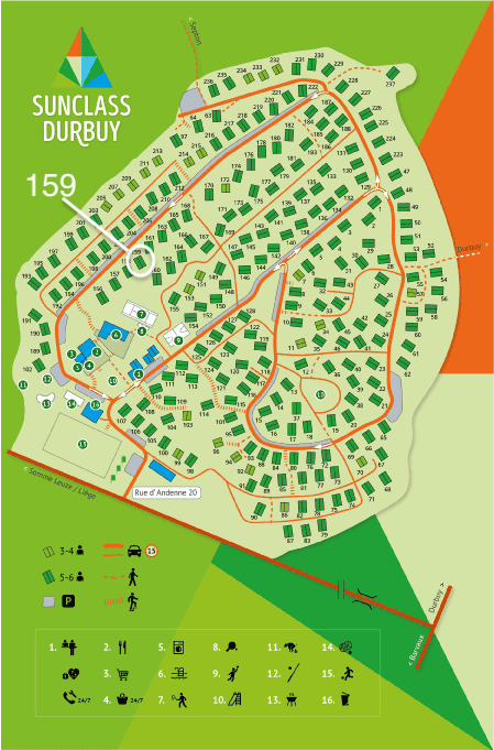 Plattegrond Vakantiepark A-frame Durbuy Ardennen Sunclass